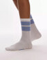 Topshop sporty ribbed socks with light blue stripes in white