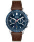 Men's Allure Chronograph Brown Leather Strap Watch 44mm