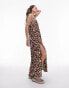 Фото #1 товара Topshop abstract floral print midi beach dress in chocolate