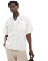 ADPT oversized linen mix shirt with double pocket in white