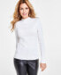 Фото #1 товара Women's Detail Ribbed Mock Neck Sweater, Created for Macy's