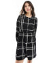 Фото #1 товара New Look crinkle smock mini dress in black check