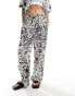 IIsla & bird graphic print loose fit beach trouser co-ord in white and black