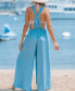 ფოტო #3 პროდუქტის Women's Light Blue Buckle Loop Wide Leg Overalls