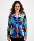 ფოტო #2 პროდუქტის Petite Floral-Print Zippered-Pocket Top, Created for Macy's