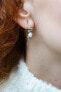 Long silver pearl earrings JL0620