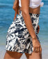 ფოტო #2 პროდუქტის Women's Navy & White Smocked Waist Tassel Tie Shorts