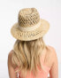 Фото #4 товара My Accessories London adjustable woven straw fedora hat in beige