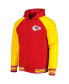 ფოტო #2 პროდუქტის Men's Red Kansas City Chiefs Defender Raglan Full-Zip Hoodie Varsity Jacket