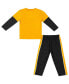 ფოტო #2 პროდუქტის Toddler Boys and Girls Gold, Black Iowa Hawkeyes Long Sleeve T-shirt and Pants Set