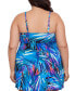 Фото #2 товара Plus Size Abstract-Print Bow-Front Swim Dress, Created for Macy's