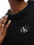 Фото #3 товара Calvin Klein Jeans woven label logo ribbed t-shirt in black