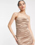 Femme Luxe draped corset maxi dress in taupe