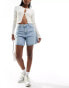 Levi's high waist baggy denim shorts in light blue Синий, W29 - фото #4