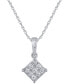 ფოტო #1 პროდუქტის Diamond Princess Cluster 18" Pendant Necklace (1/7 ct. t.w.) in 14k White Gold