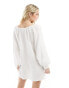 Фото #8 товара Esmee oversized tie detail smock beach mini dress in white