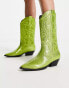 ASOS DESIGN Andi flat western knee boots in green glitter