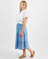ფოტო #7 პროდუქტის Petite Chambray Tiered Midi Skirt, Created for Macy's