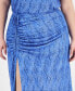 Plus Size Printed Ruched Slit-Front Mesh Maxi Skirt, Created for Macy's