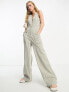 ASOS DESIGN button through jumpsuit in stripe Разноцветный, US 4 - фото #1