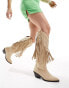 Фото #1 товара ASOS DESIGN Comet fringe western knee boot in beige