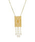 Gold Tone Imitation Pearl Drop Rectangle Necklace