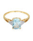 Dainty Genuine Yellow 14K Gold 2.75CTW Gemstone White Sapphire Side Stones Sky Blue Topaz Cushion Cut Ring For Women December Birthstone