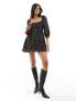 Фото #1 товара The Frolic strawberry print mini smock dress in black