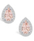 ფოტო #3 პროდუქტის Morganite (1-3/8 ct. t.w.) and Diamond (1/3 ct. t.w.) Halo Stud Earrings in 14K White Gold