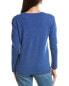 Forte Cashmere Coverstitch V-Neck Cashmere Sweater Women's Blue L