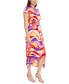 Women's Printed Faux-Wrap Midi Dress