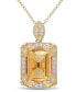 Фото #1 товара Macy's citrine (6-1/4 ct. t.w.), White Topaz (1/2 ct. t.w.) and Diamond Accent Halo 18" Necklace in 18k Yellow Gold Over Sterling Silver