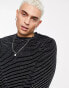 Фото #1 товара ASOS DESIGN skinny long sleeve t-shirt in black and silver stripe texture