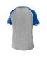 Фото #3 товара Women's Heather Gray Distressed Indianapolis Colts Throwback Raglan V-Neck T-shirt