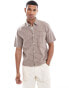 Hollister short sleeve crop boxy fit garage check poplin shirt in brown