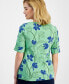 ფოტო #2 პროდუქტის Petite Tulip Menagerie Elbow-Sleeve Knit Top, Created for Macy's