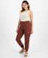 Petite Satin High-Rise Belted Cargo Pants, Created for Macy's