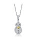 Sterling Silver Black & White Cubic Zirconia Snowman Pendant Necklace