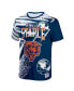 Men's NFL X Staple Navy Chicago Bears Team Slogan All Over Print Short Sleeve T-shirt