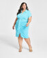 Фото #1 товара Trendy Plus Size Tie-Front Ruched Shirtdress