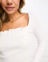 Фото #6 товара ASOS DESIGN long sleeve top with gathered bust in white