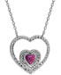 ფოტო #2 პროდუქტის Ruby (5/8 ct. t.w.) & Diamond (1/4 ct. t.w.) Heart 16" Pendant Necklace in 14k White Gold