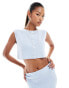 Aria Cove ribbed knit cropped waistcoat co-ord in baby blue