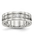 Фото #1 товара Stainless Steel Brushed CZ 7mm Grooved Band Ring