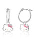 Sanrio Silver Plated Pink Crystal Charm Hoop Earrings