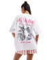 ASOS DESIGN oversized t-shirt with seashell Ibiza graphic in white