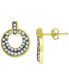 ფოტო #3 პროდუქტის Cubic Zirconia Doorknocker Stud Earrings in 18k Gold-Plated Sterling, Created for Macy's