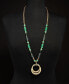 Фото #2 товара Gold-Tone Green Beaded Circular Pendant 36" Long Necklace, Created for Macy's