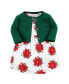 Baby Girls Cotton Dress and Cardigan Set, Poinsettia