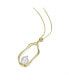 Фото #1 товара Elegant Sterling Silver with 14K Gold Plating and Genuine Freshwater Pearl Halo Necklace